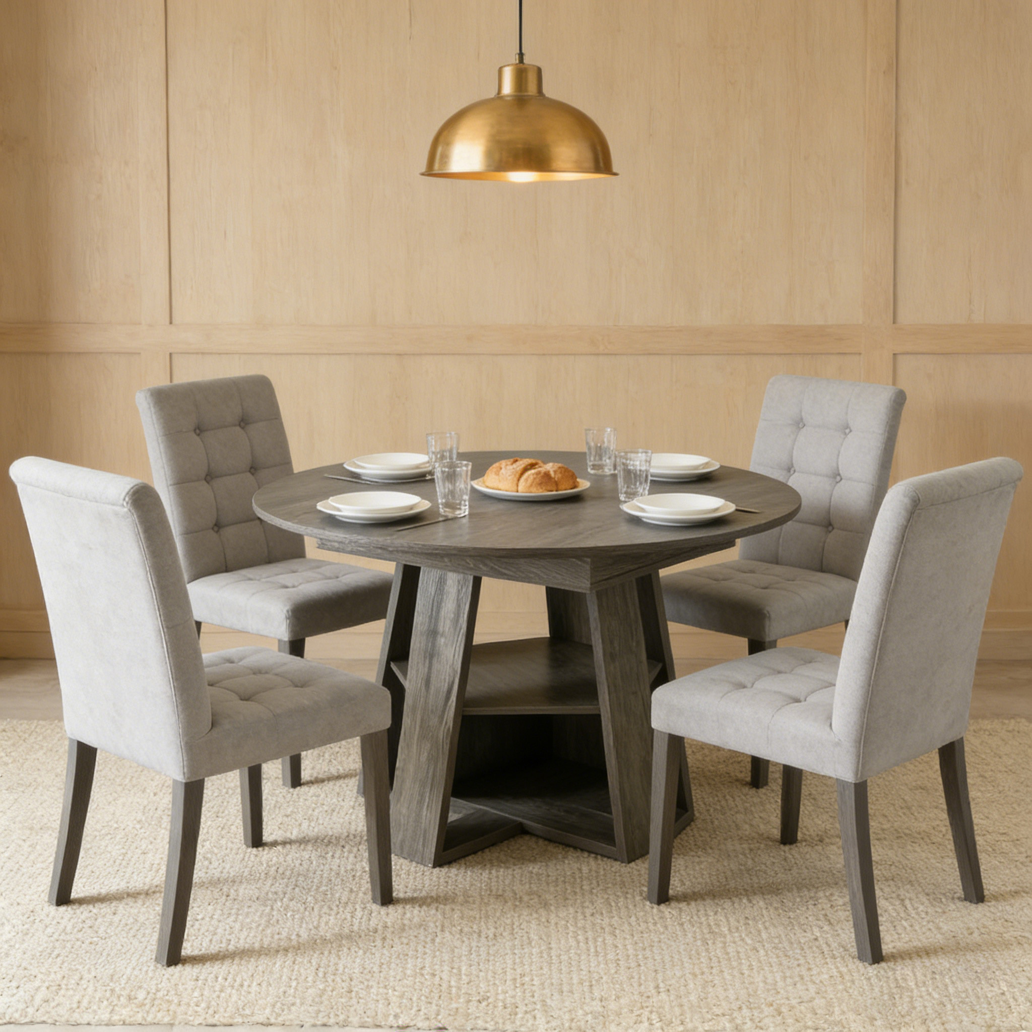 Gray Round Extendable Dining Table - Nora Lane Home furniture - 48.03 x 24.41 x 7.48 in