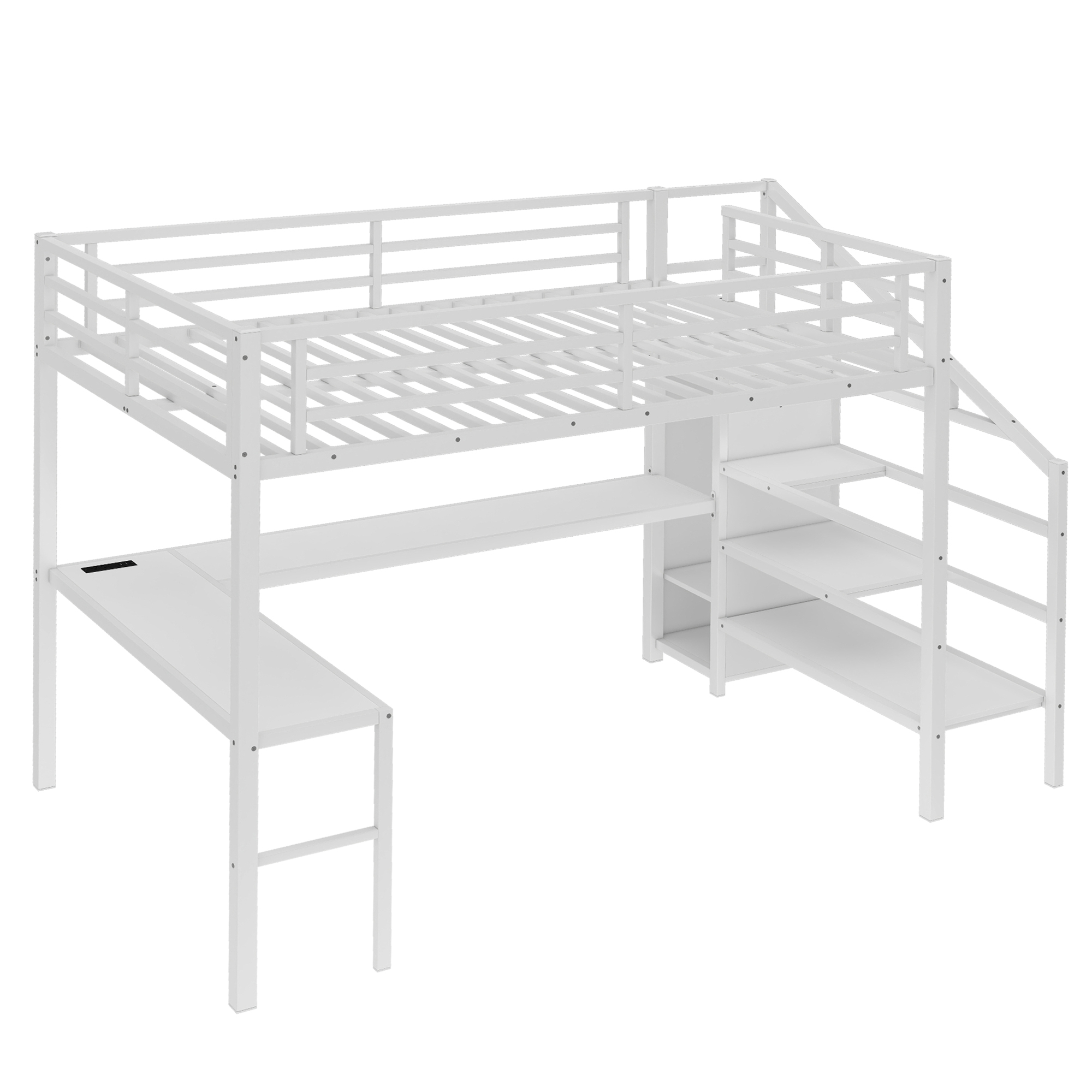 White Storage Adjustable Desk - Nora Lane Home furniture - Metal accent