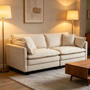White Chaise Convertible Living Room Sofa - Nora Lane Home furniture - Solid wood, Upholstered - 36.41 x 27.55 x 15.55 in