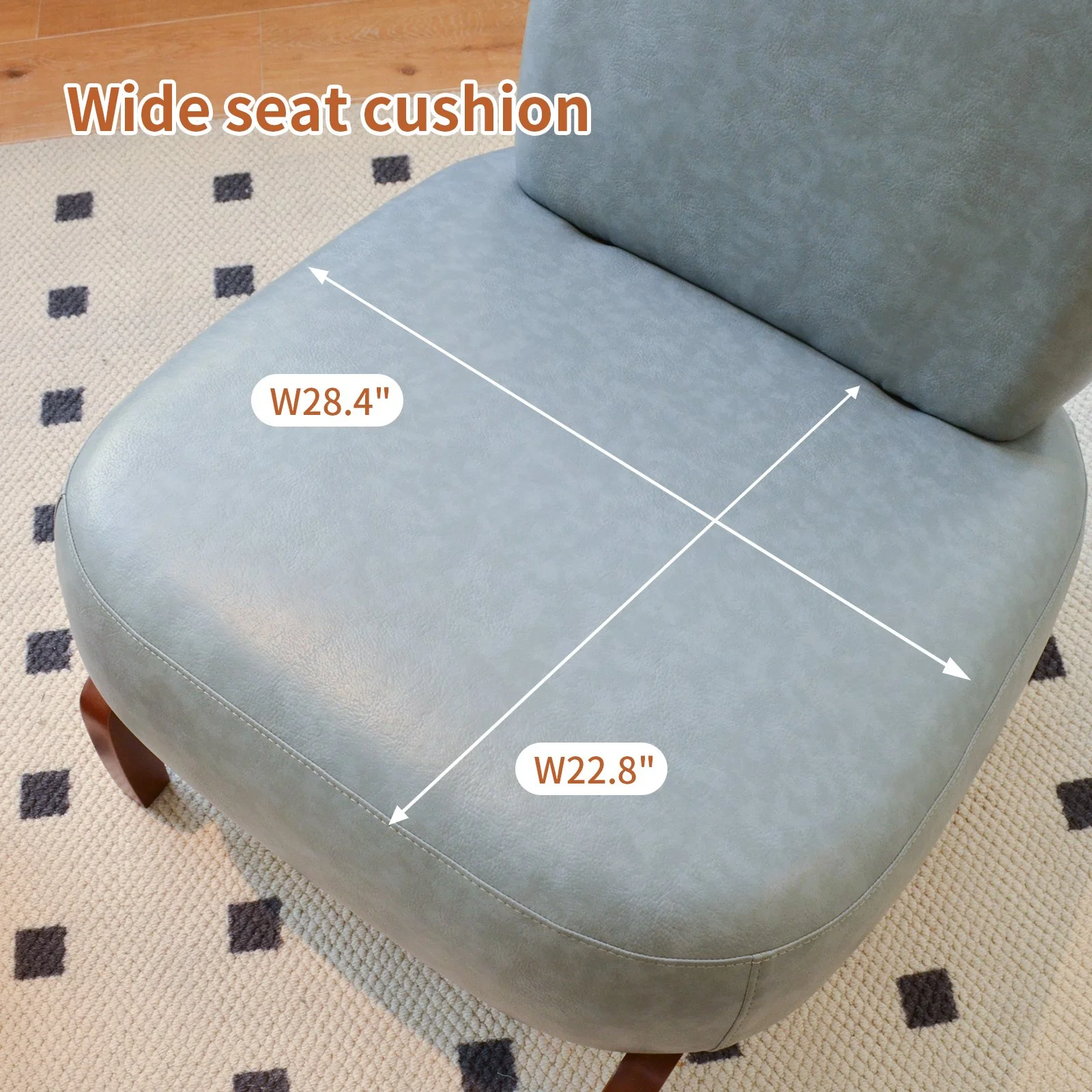 Blue Faux Leather Modern Accent Chair - Image 3