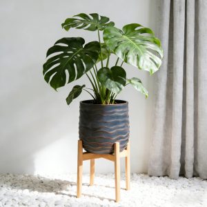 Gray Magnesium Oxide Set of 2 Round Garden Pots & Planters - Nora Lane Home furniture - Metal accent, Glass detail - 20.08...