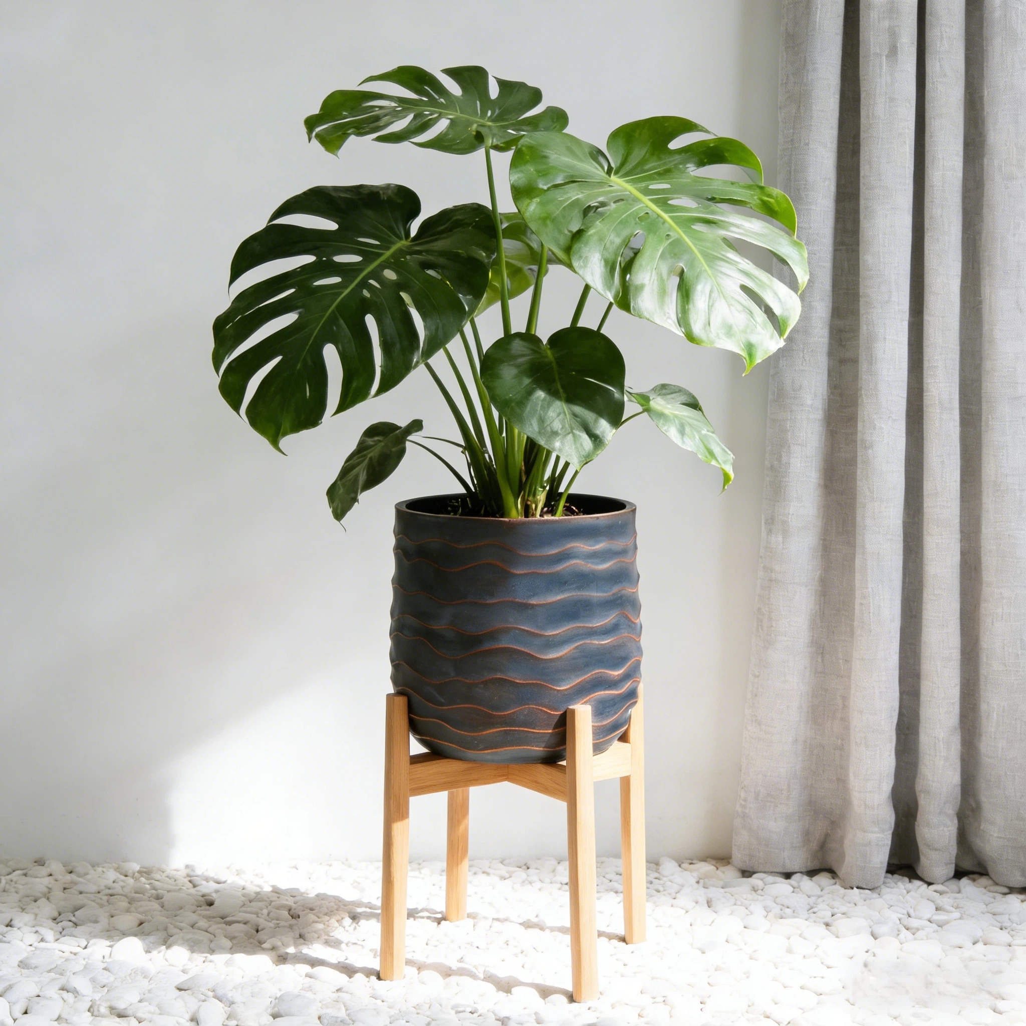 Gray Magnesium Oxide Set of 2 Round Garden Pots & Planters - Nora Lane Home furniture - Metal accent, Glass detail - 20.08...