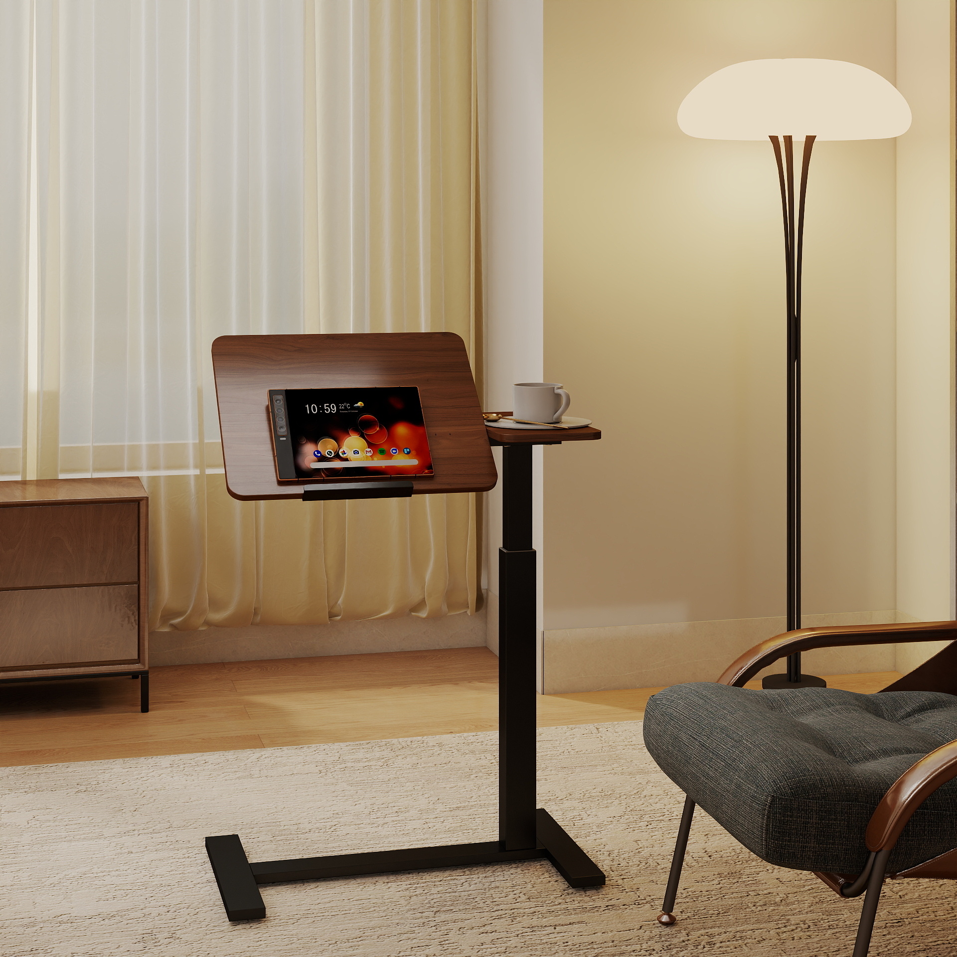 Walnut Storage Nightstand - Nora Lane Home furniture - Walnut finish, Metal accent - 35.44 x 18.51 x 4.53 in