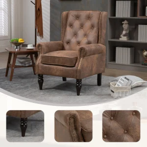 Coffee Faux Leather Modern Armchair