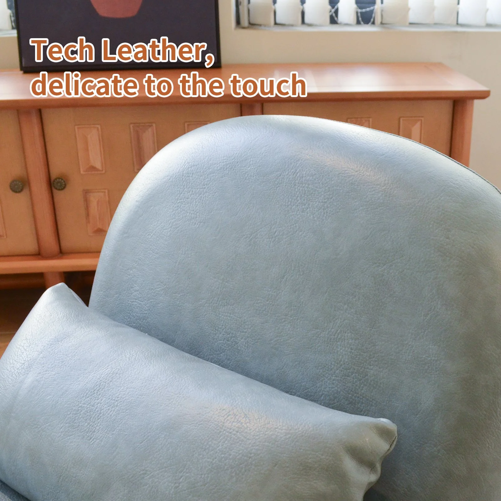 Blue Faux Leather Modern Accent Chair - Image 7