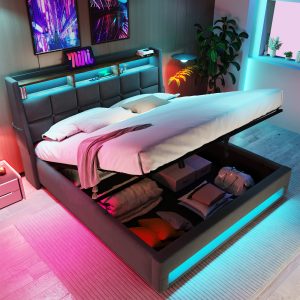 Gray Storage Beds Frames & Bases - Nora Lane Home furniture - Upholstered
