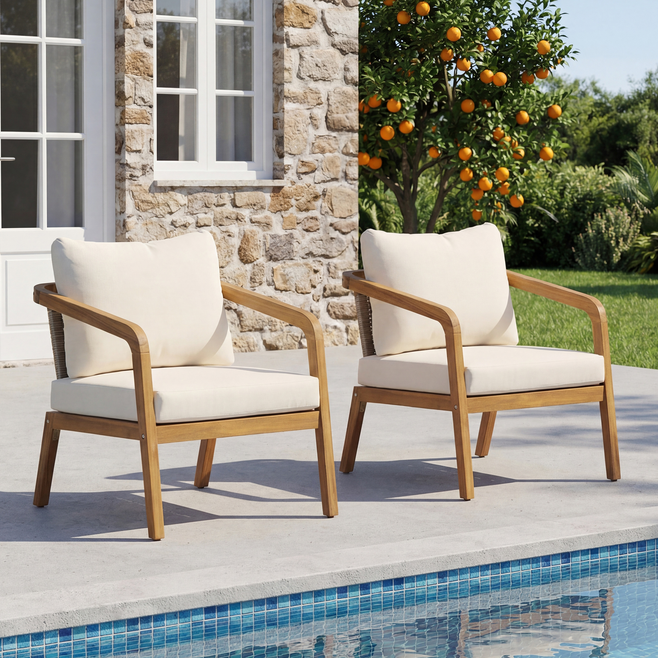 Brown Set of 2 Accent Chairs - Nora Lane Home furniture - Solid wood