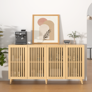 Natural Wood Storage Sideboard - Nora Lane Home furniture - Upholstered - 67 x 19 x 8 in