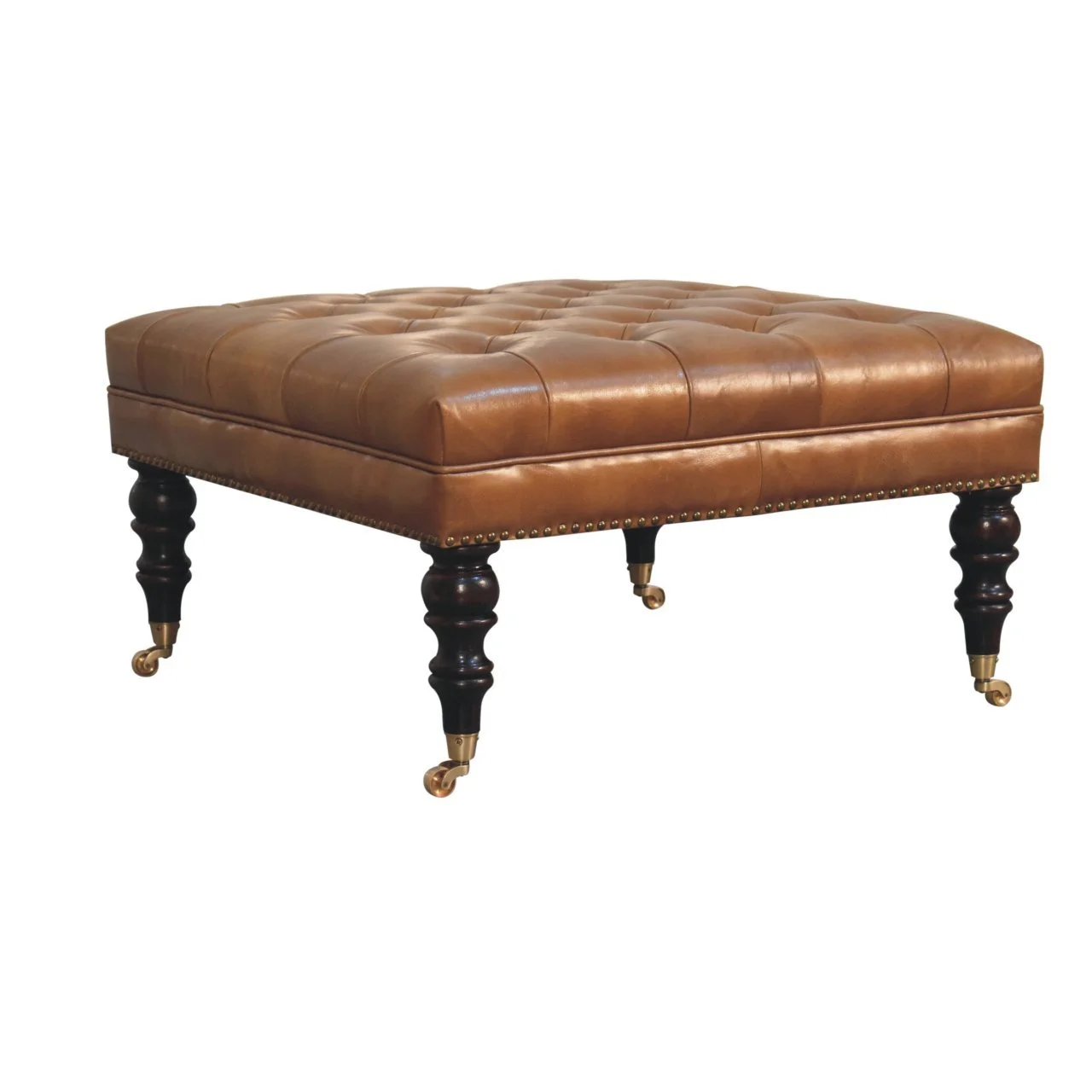 Brown Solid Wood Ottoman - Image 8