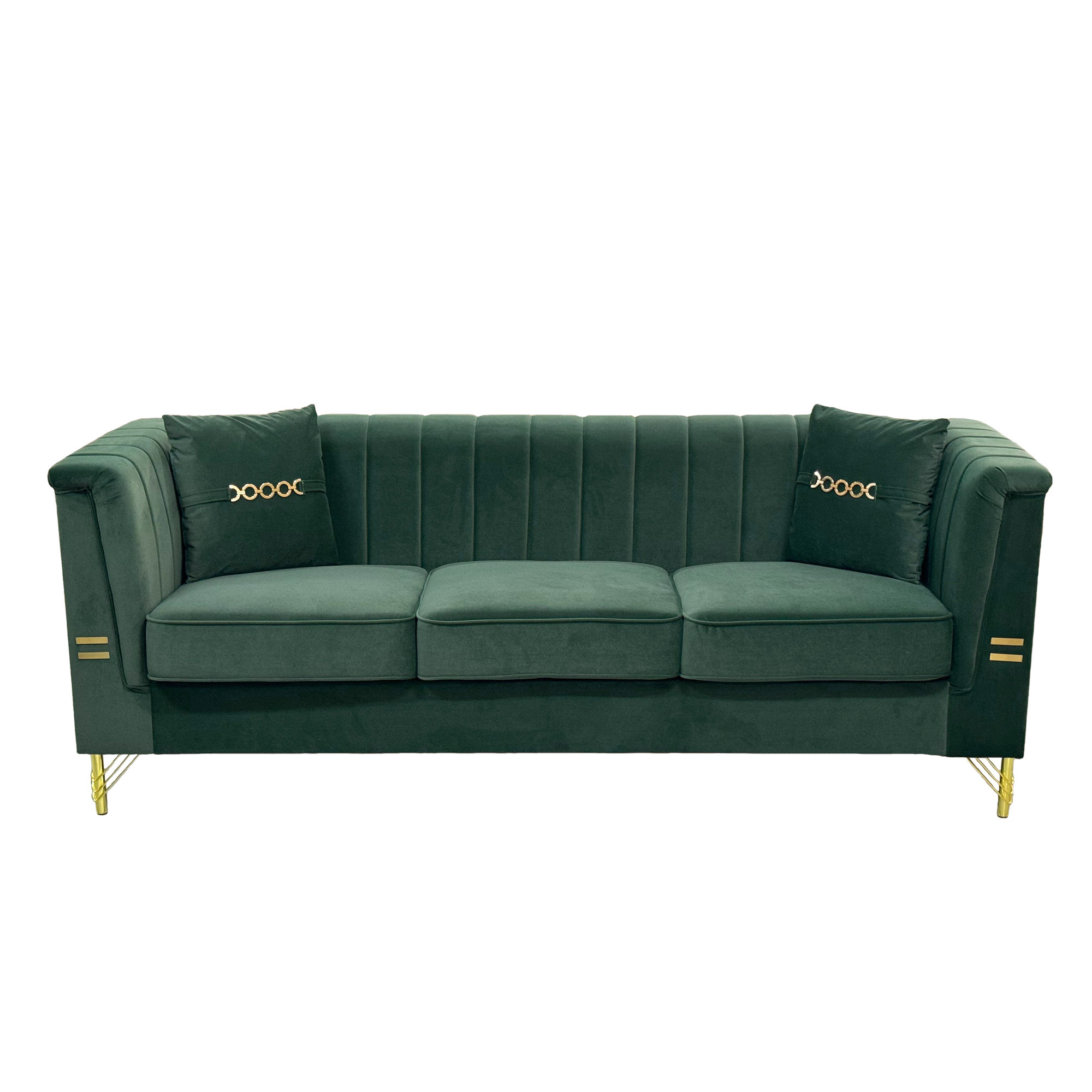 Green Velvet Living Room Sofa - Nora Lane Home furniture - Upholstered - 69.29 x 25.98 x 17.72 in