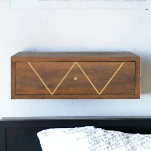 Chestnut Solid Wood Modern Wall-Mounted Nightstand