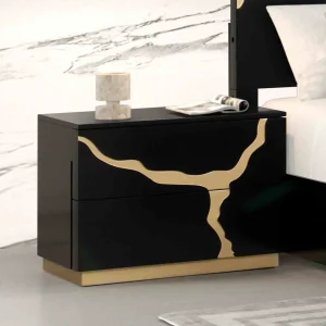 Black and Gold Contemporary Nightstand