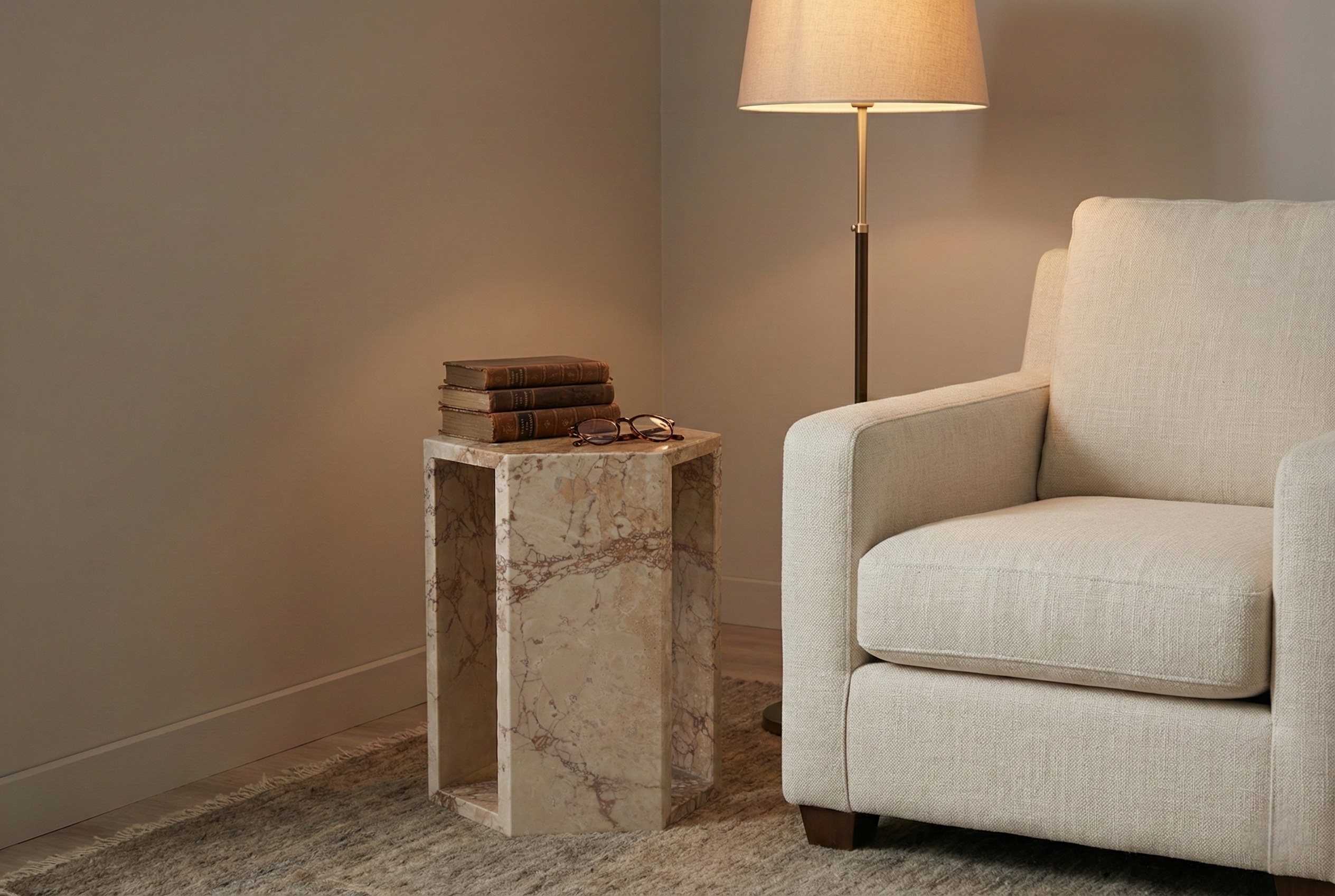 Natural Wood Marble Tables - Nora Lane Home furniture - Glass detail, Marble detail - 24 x 21 x 19 in