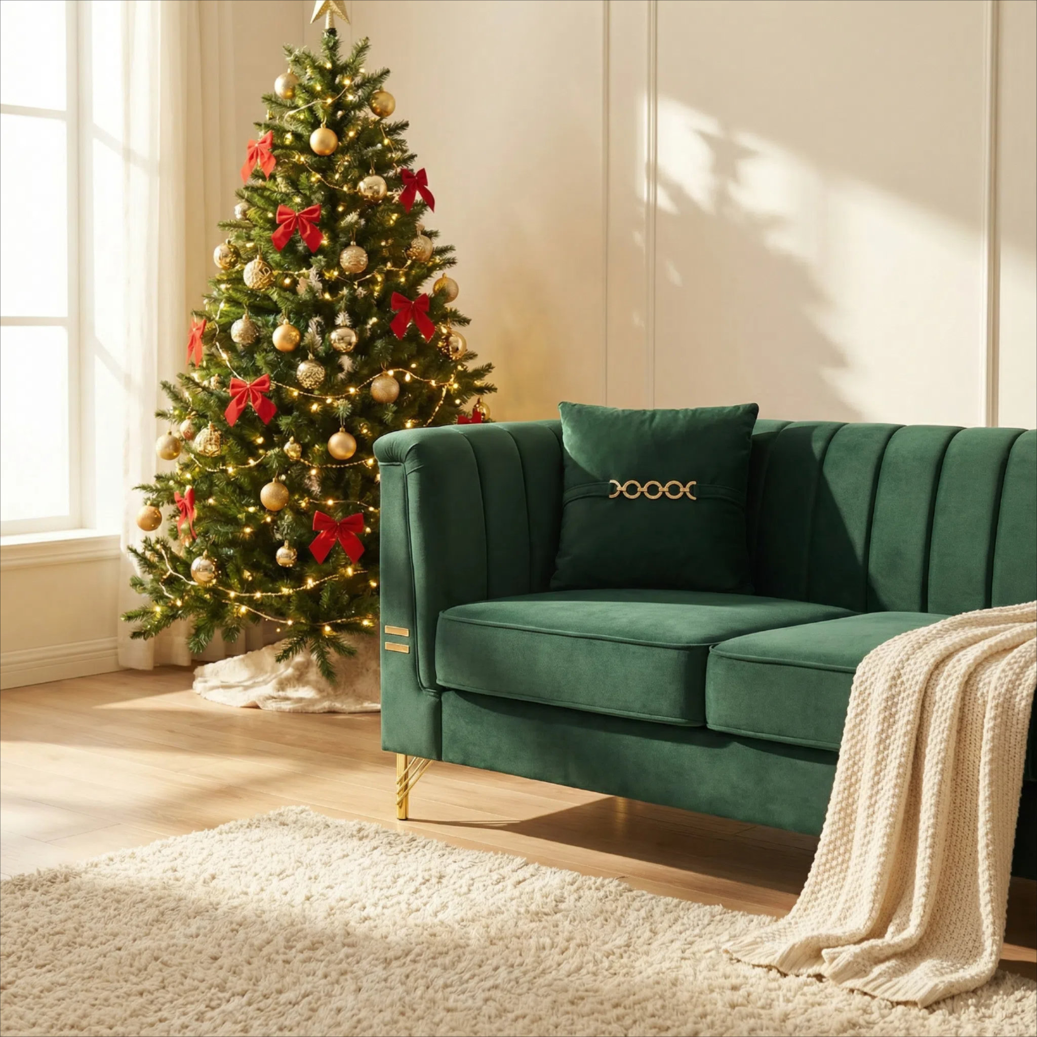 Green Velvet Living Room Sofa - Nora Lane Home furniture - Upholstered - 69.29 x 25.98 x 17.72 in
