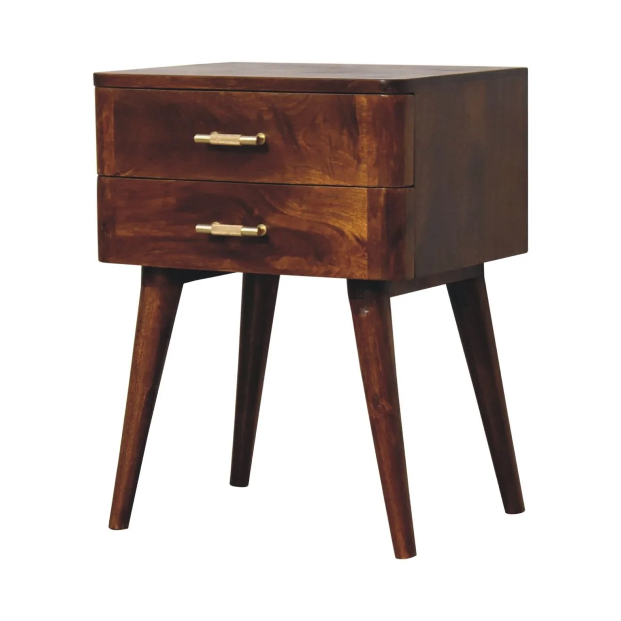 Brown Solid Wood Nightstand with 2 Drawers - Image 4