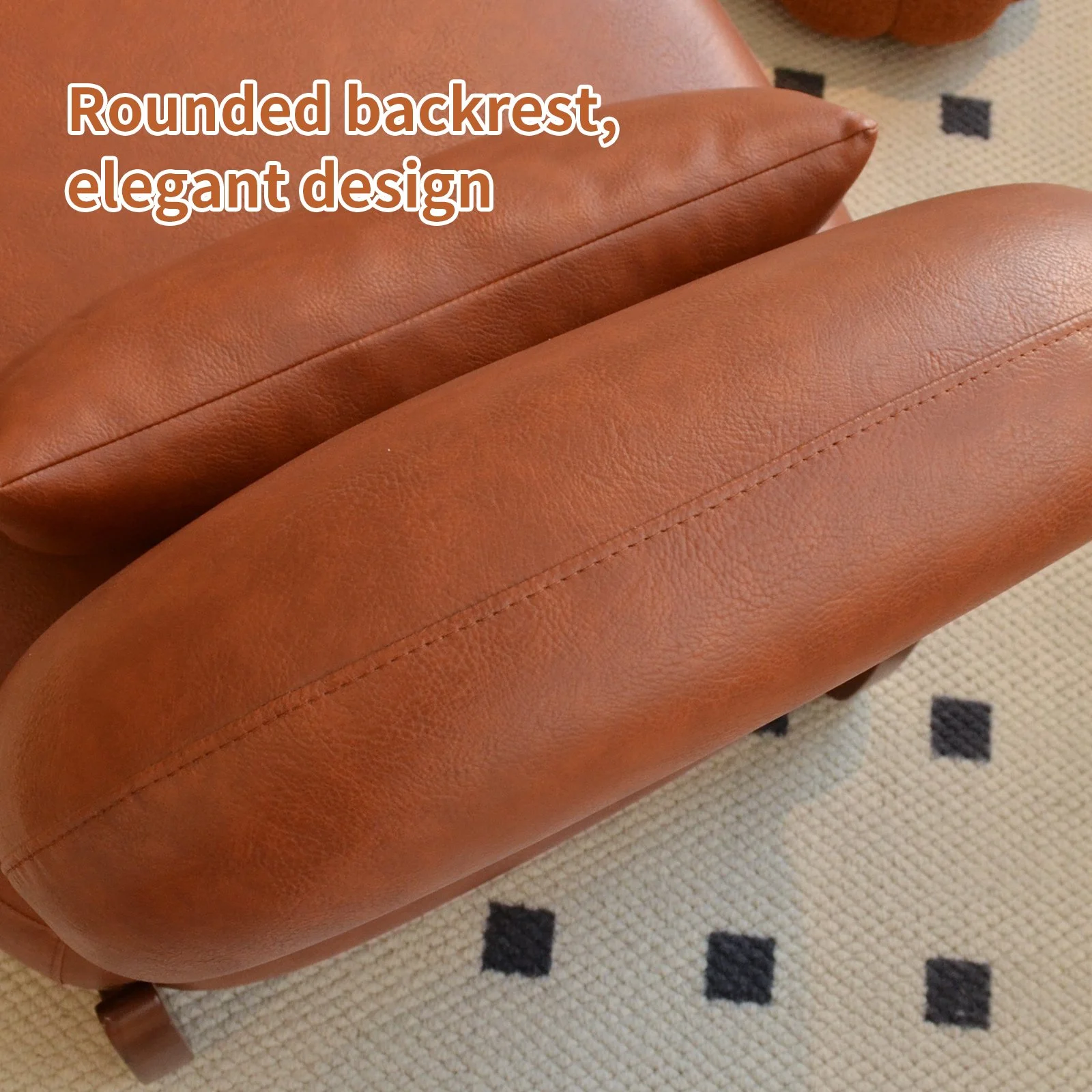 Brown Faux Leather Modern Accent Chair - Image 3