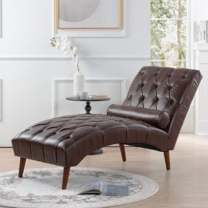 Brown Chaise Living Room Sofa - Nora Lane Home furniture - 43.7 x 25.3 x 14.5 in