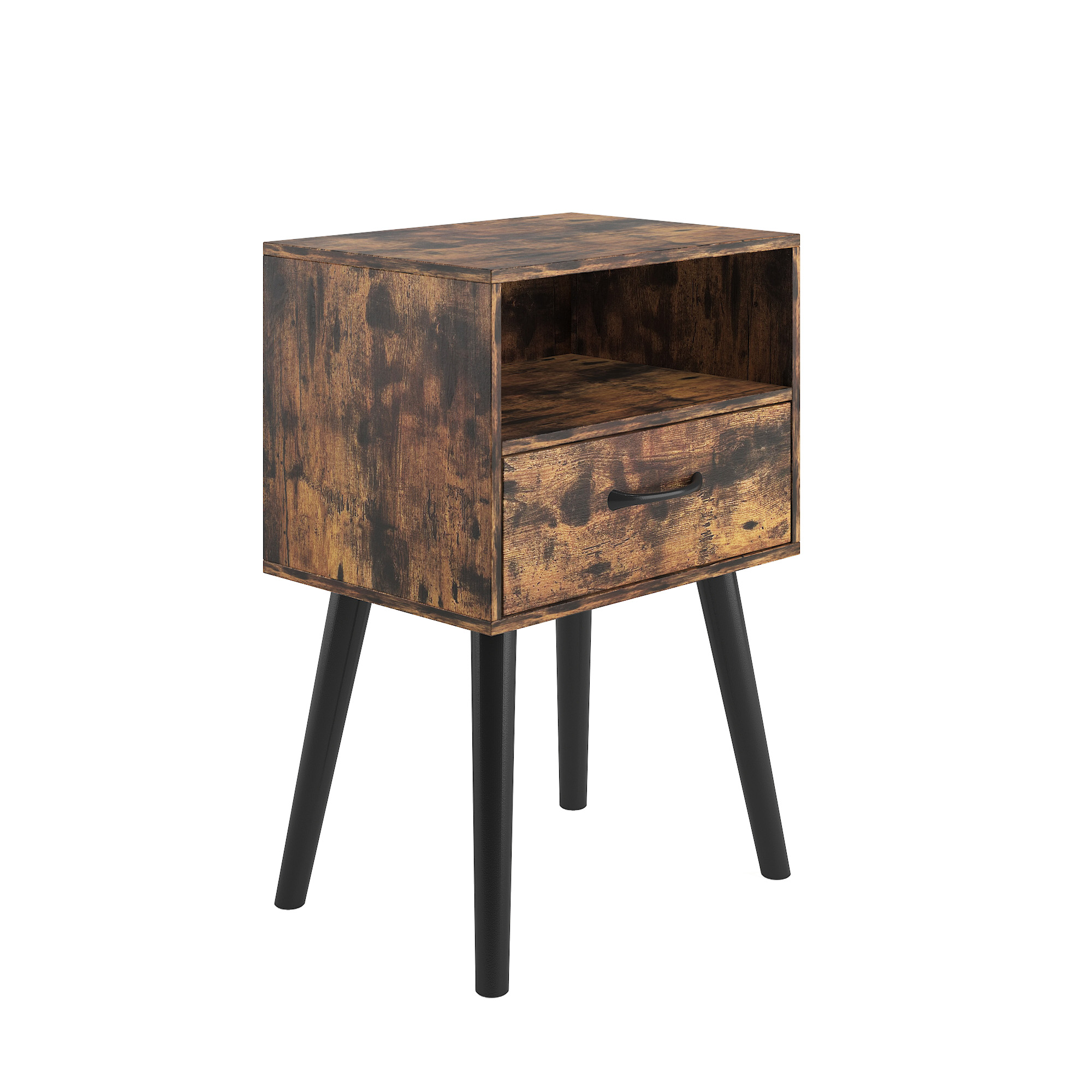Brown Set of 2 Storage Nightstands - Nora Lane Home furniture - Glass detail - 20.2 x 14.2 x 14.2 in