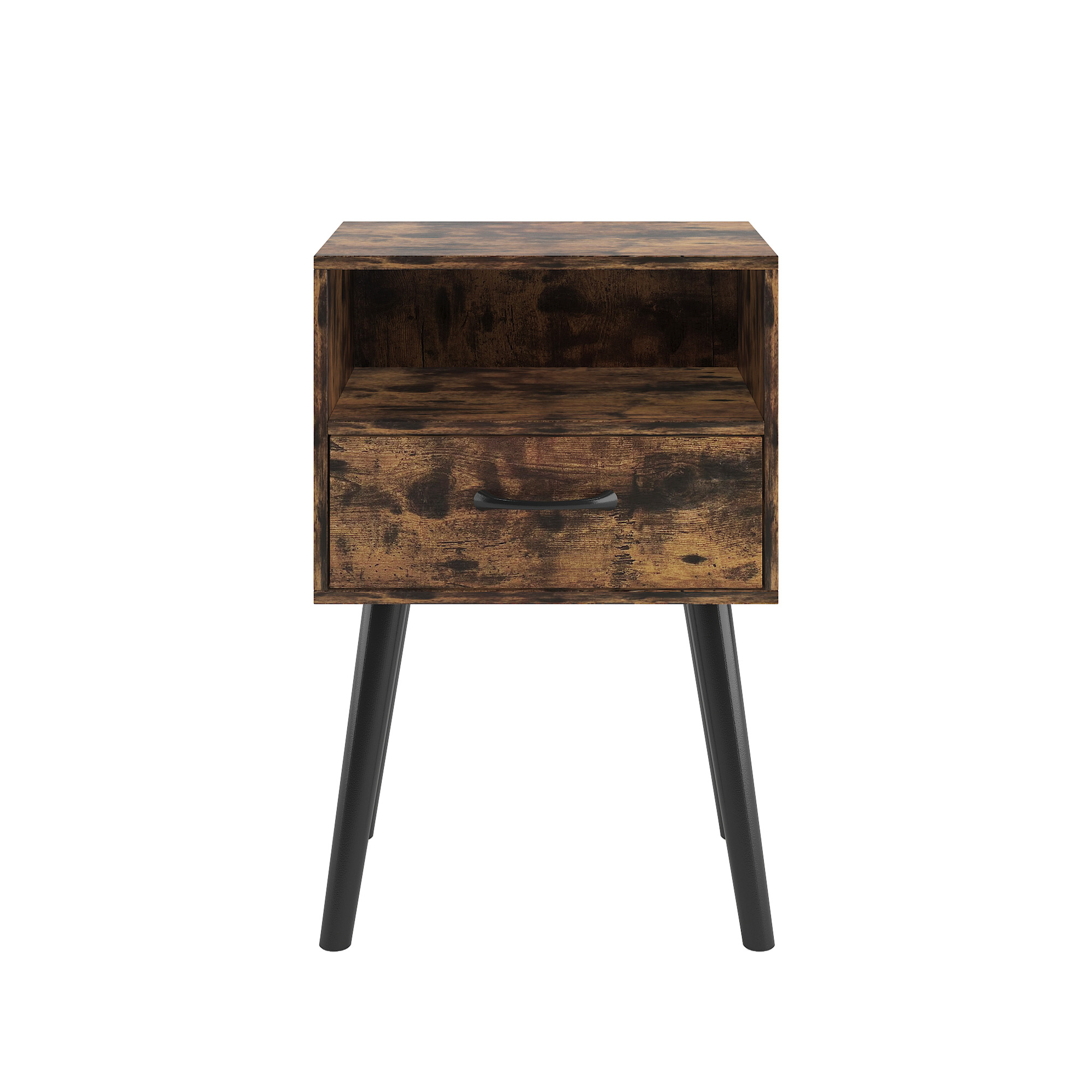 Brown Set of 2 Storage Nightstands - Nora Lane Home furniture - Glass detail - 20.2 x 14.2 x 14.2 in