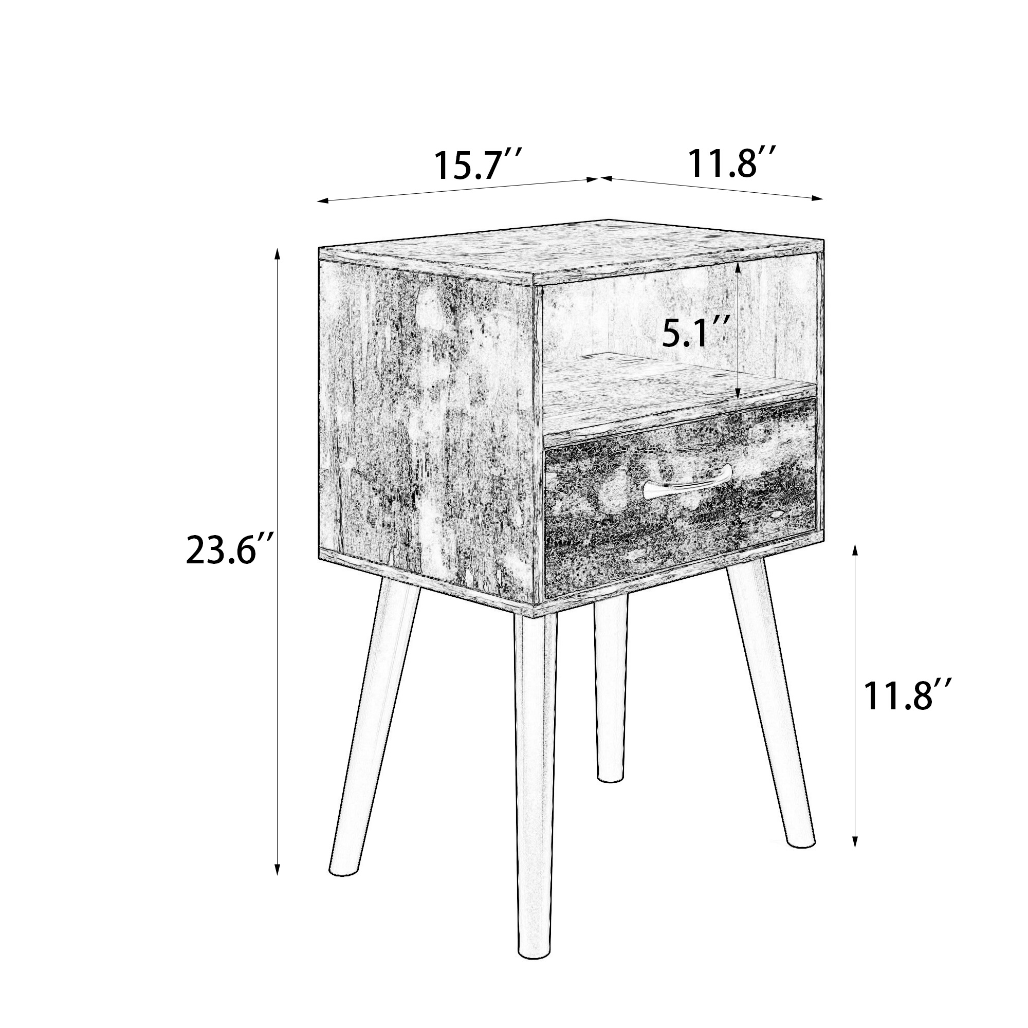 Brown Set of 2 Storage Nightstands - Nora Lane Home furniture - Glass detail - 20.2 x 14.2 x 14.2 in