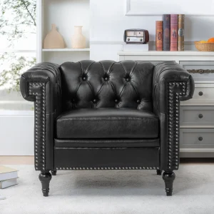 Black Faux Leather Sofa