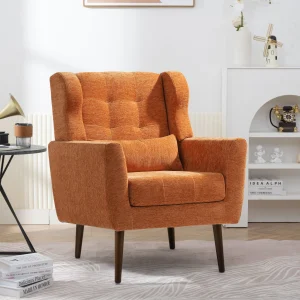 Orange Solid Wood Modern Sofa