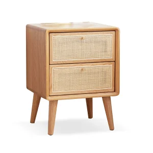 Natural Rattan Modern Nightstand with Rattan Detail