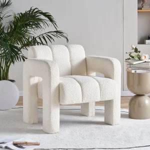 Beige Boucle Accent Chair