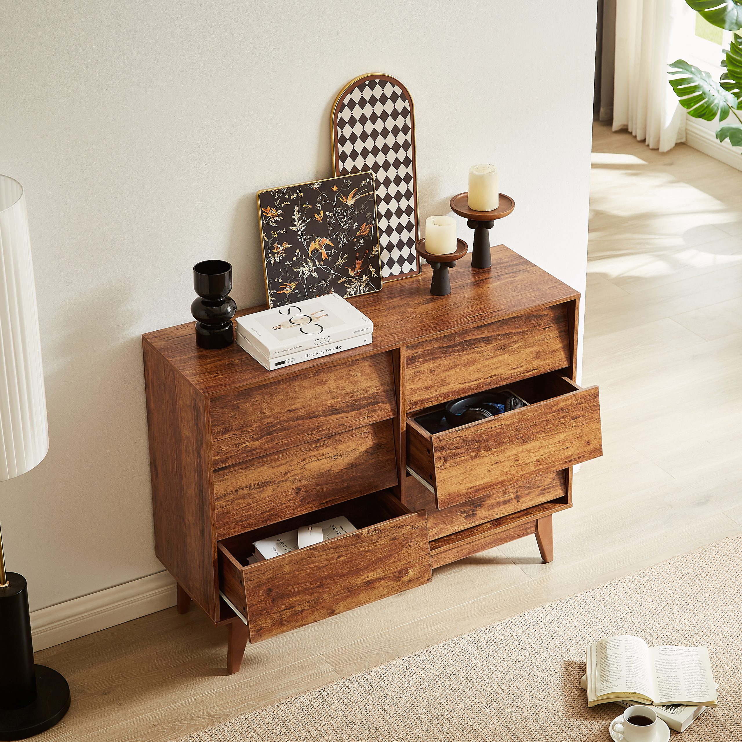 Brown Storage Cabinet - Nora Lane Home furniture - Solid wood - 52 x 17.5 x 8 in