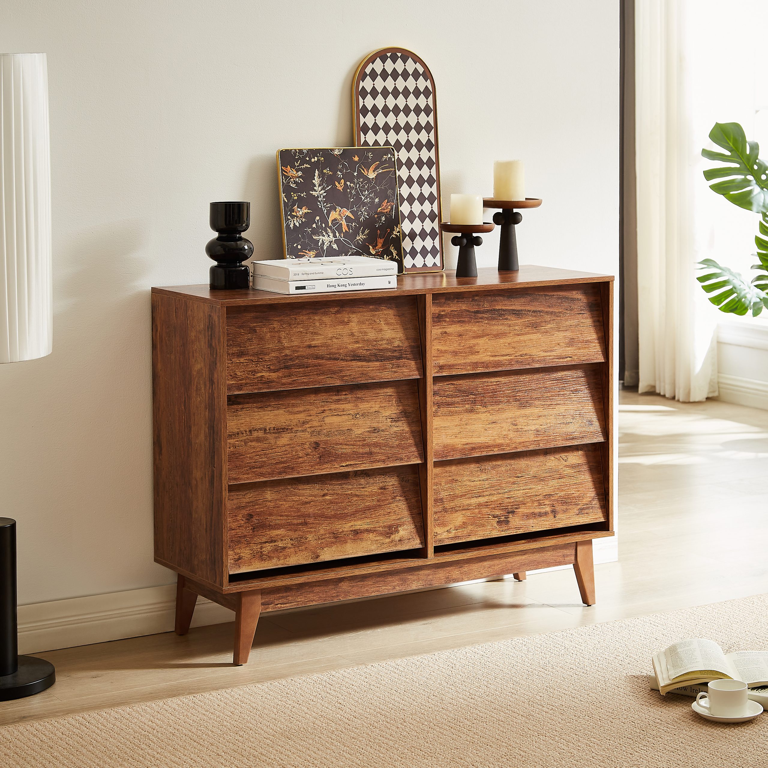 Brown Storage Cabinet - Nora Lane Home furniture - Solid wood - 52 x 17.5 x 8 in