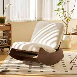 White Corduroy Glider Rocking Chair