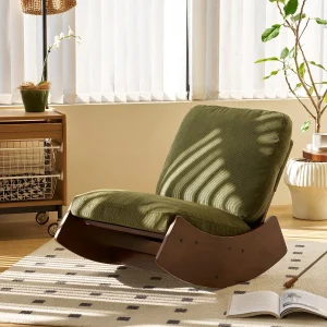 Green Corduroy Glider Rocking Chair