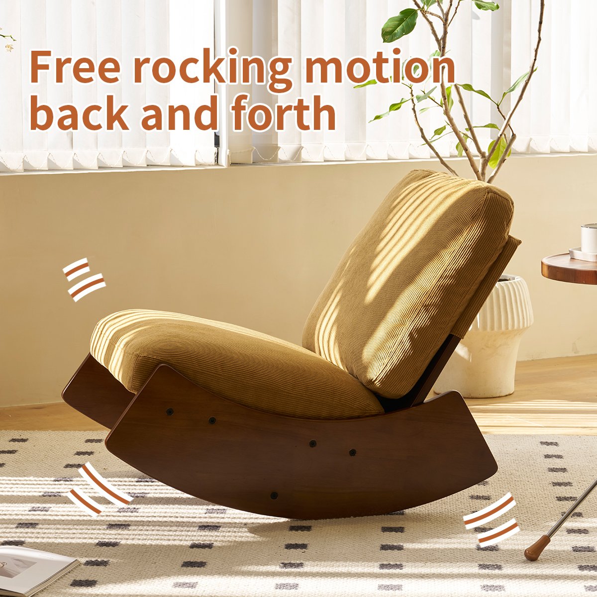 Orange Corduroy Glider Rocking Chair - Image 2