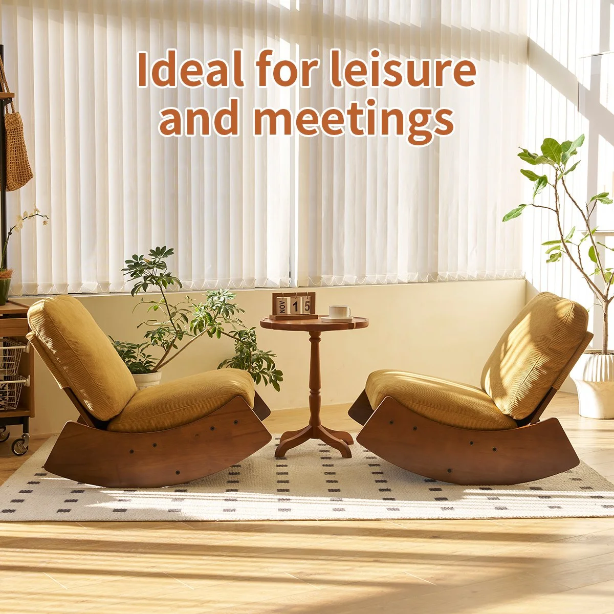 Orange Corduroy Glider Rocking Chair - Image 3
