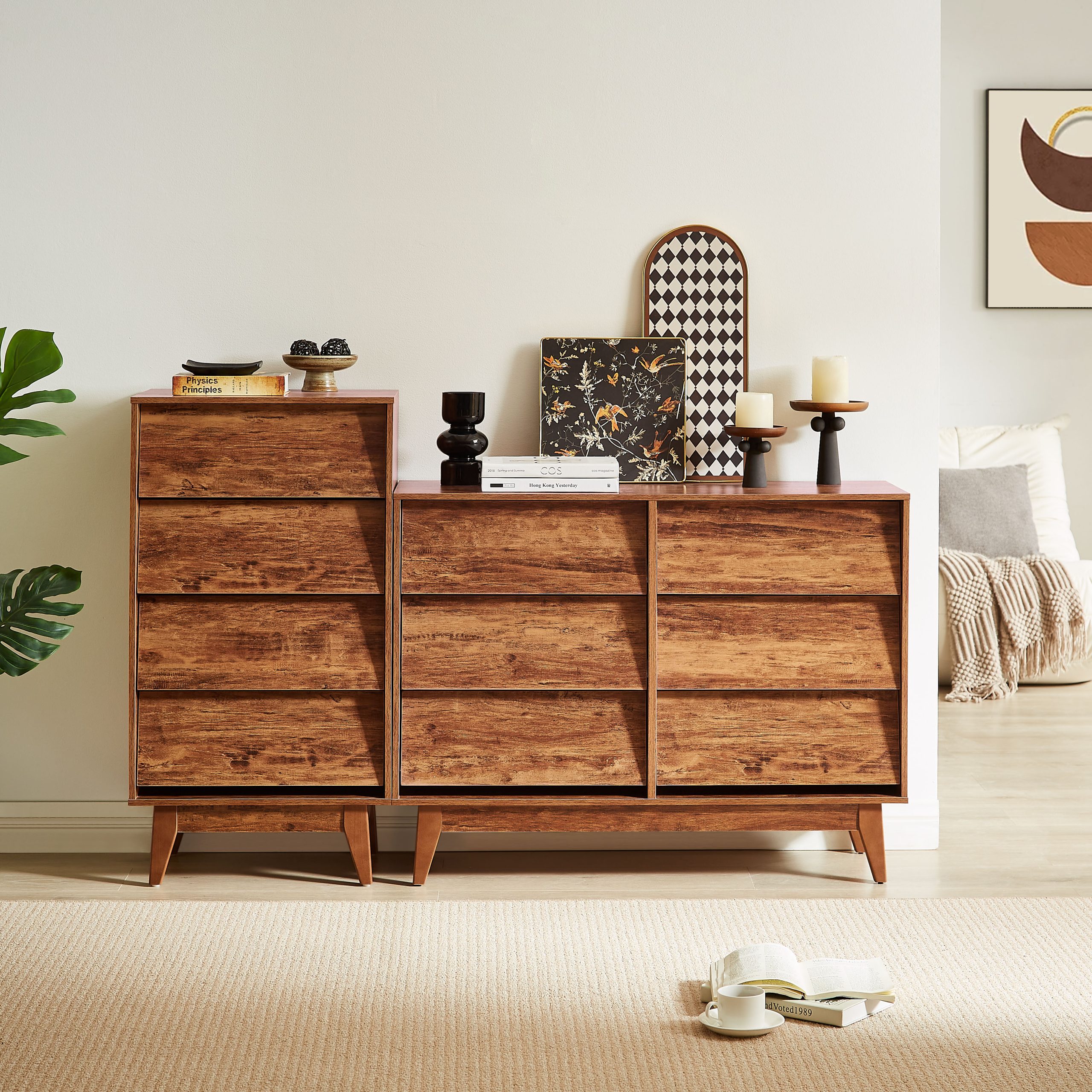 Brown Storage Cabinet - Nora Lane Home furniture - Solid wood - 52 x 17.5 x 8 in