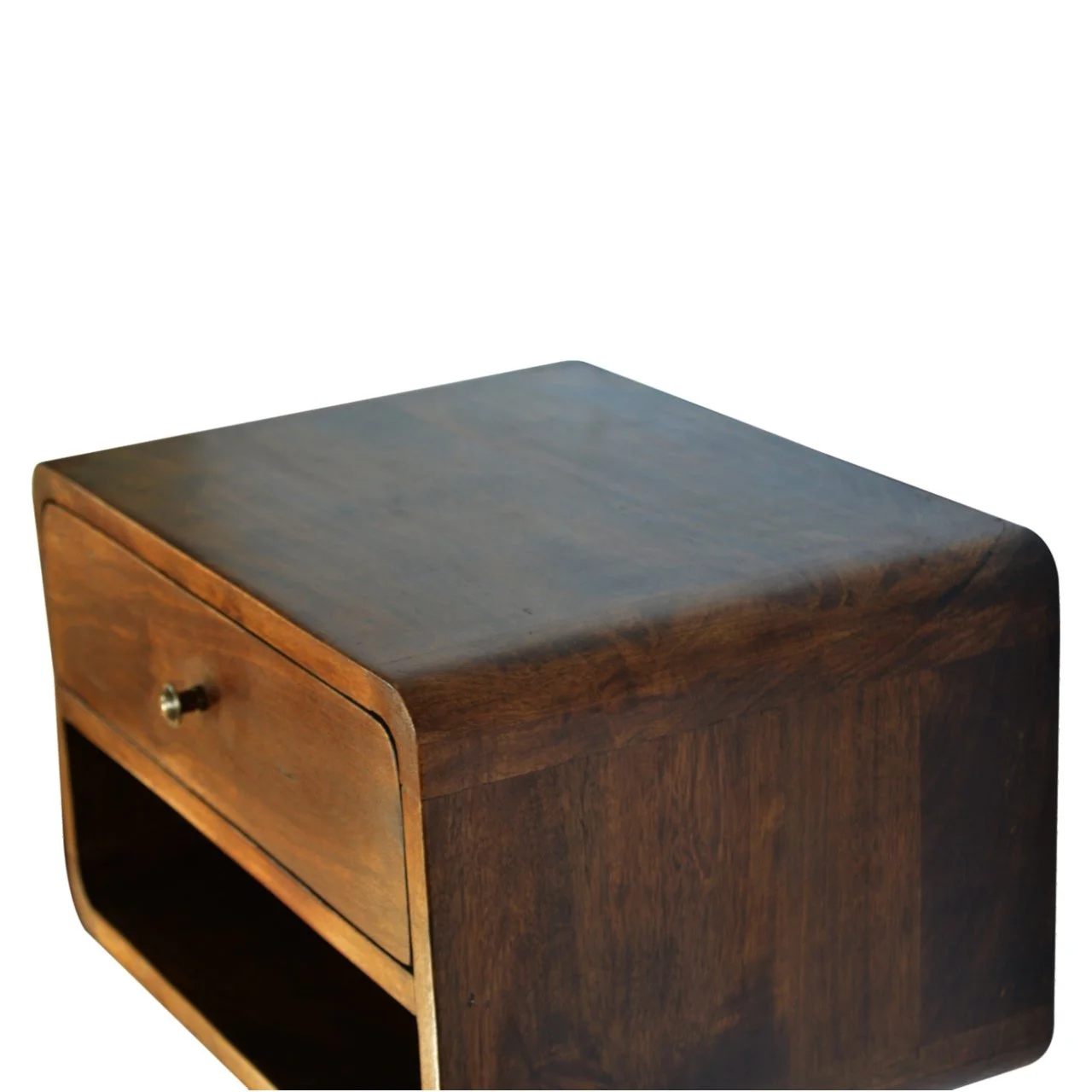 Chestnut Solid Wood Contemporary Floating Nightstand with 1 Drawer and Open Shelf - Image 5