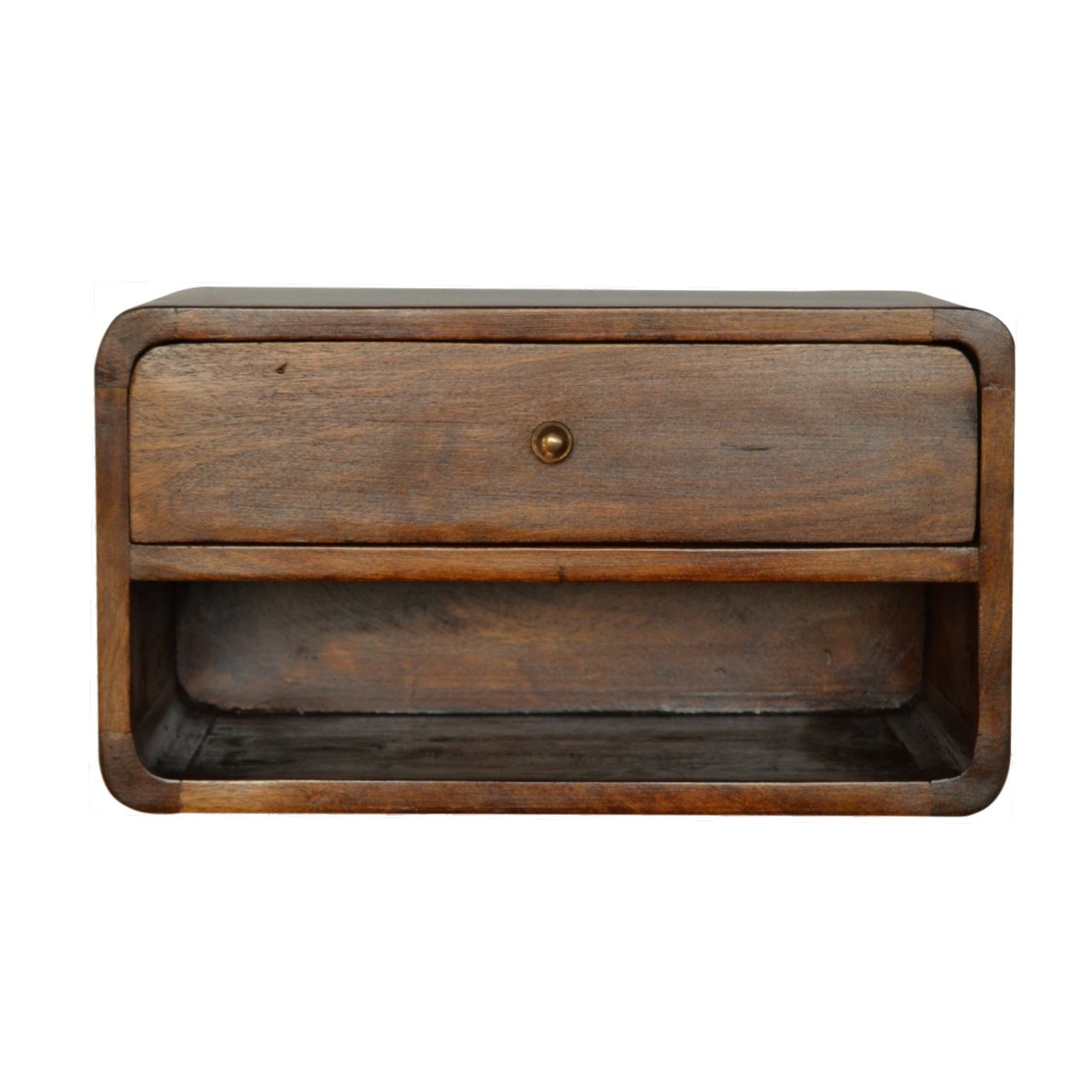 Chestnut Solid Wood Contemporary Floating Nightstand with 1 Drawer and Open Shelf - Image 2