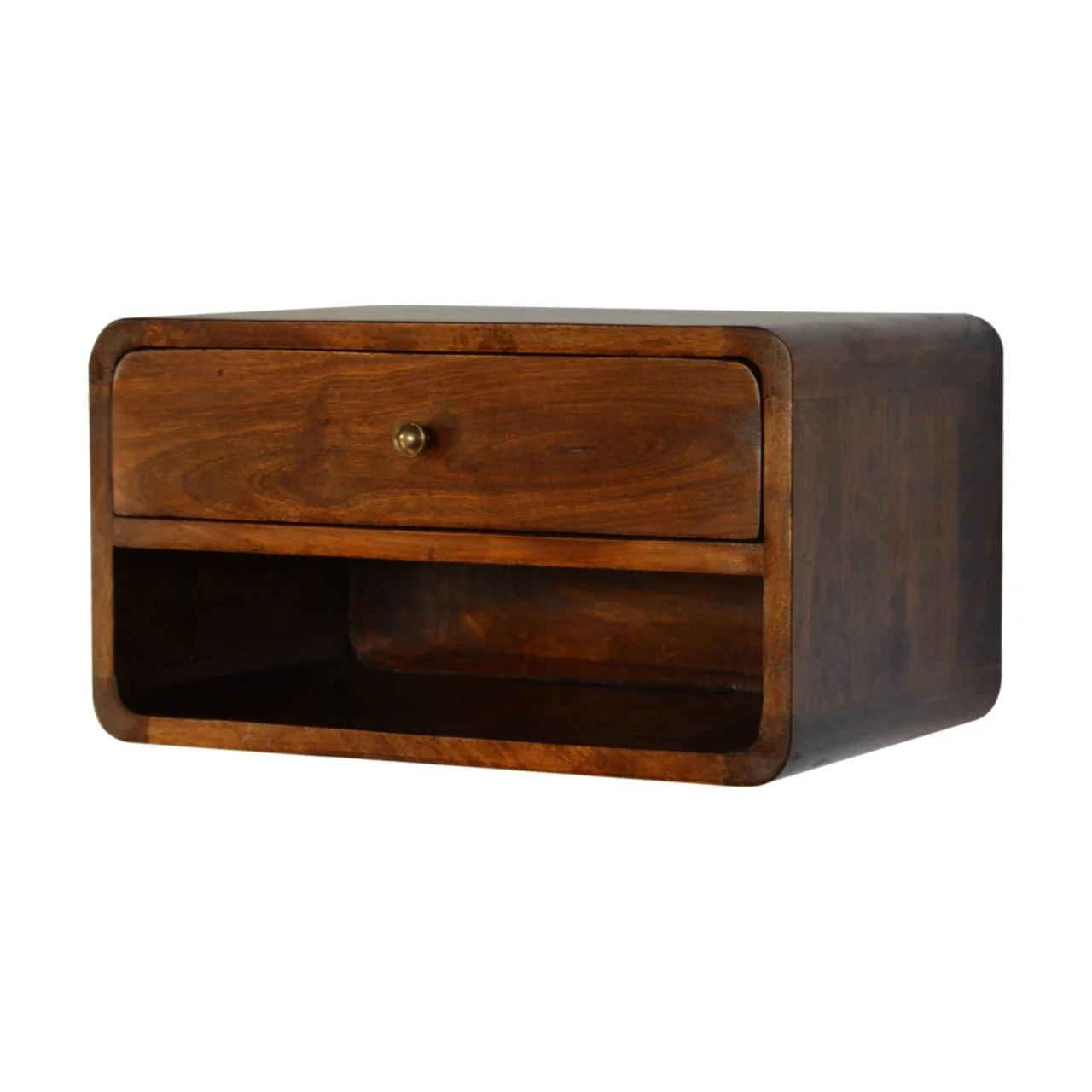 Chestnut Solid Wood Contemporary Floating Nightstand with 1 Drawer and Open Shelf - Image 4