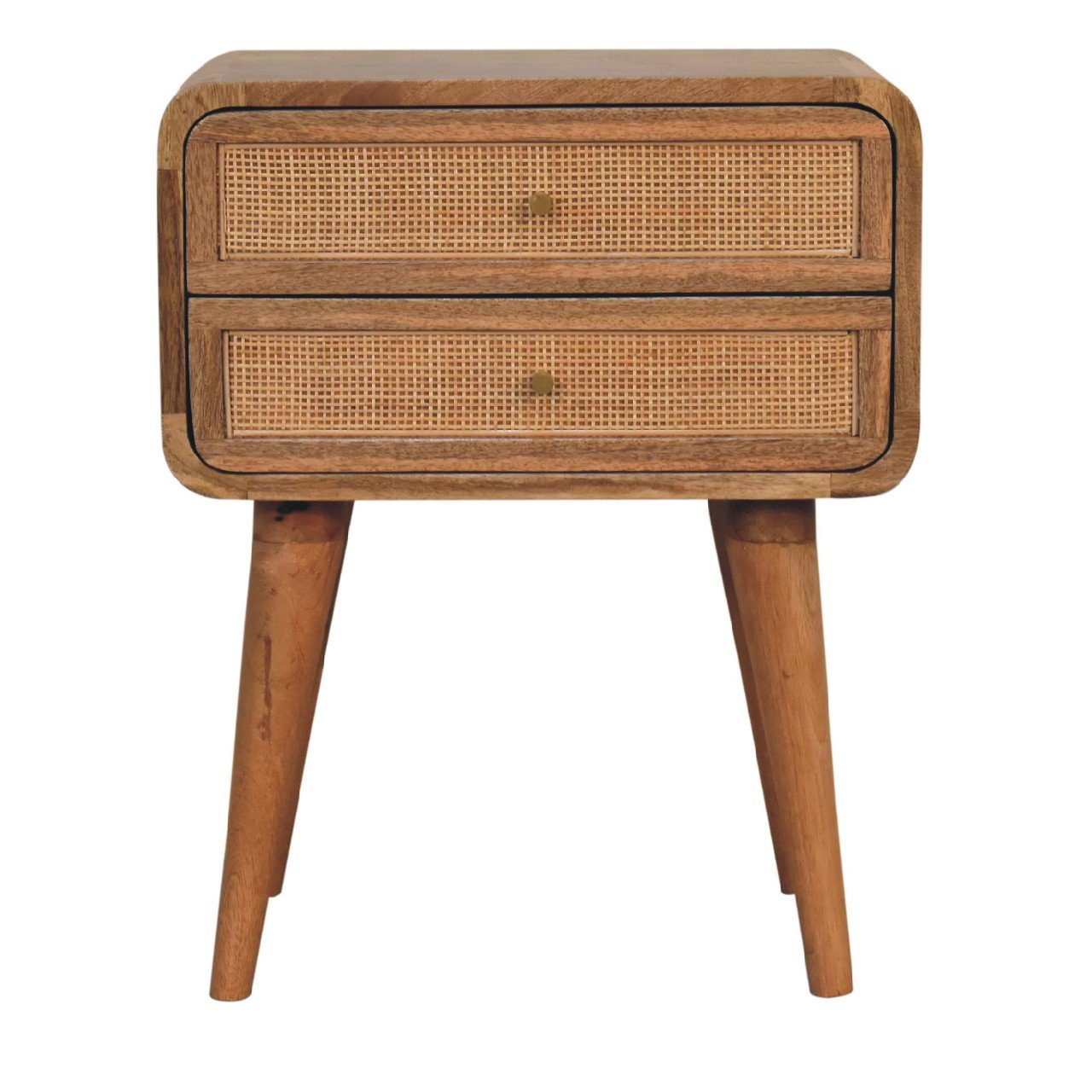 Oak Solid Wood Contemporary Nightstand with 2 Drawers - Image 2
