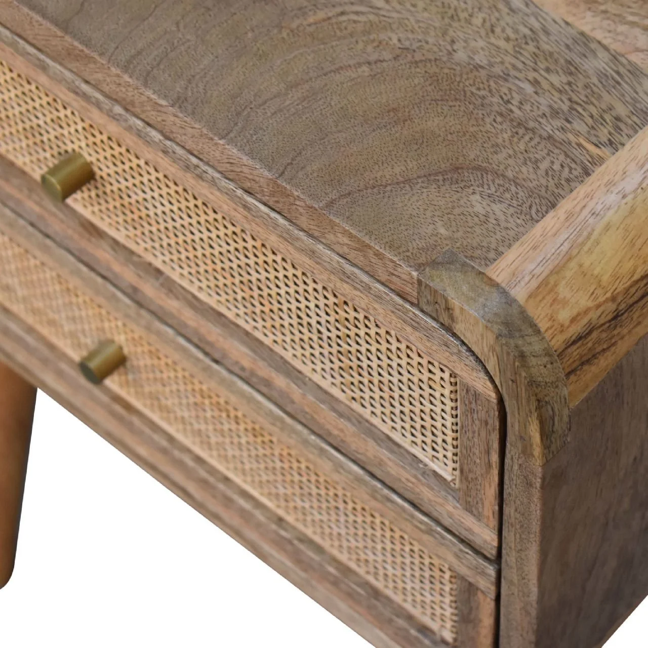 Oak Solid Wood Contemporary Nightstand with 2 Drawers - Image 6