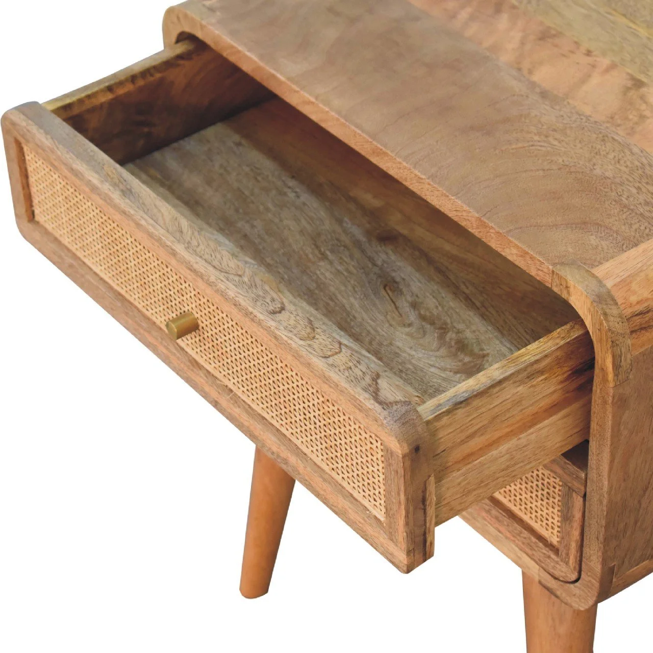 Oak Solid Wood Contemporary Nightstand with 2 Drawers - Image 7