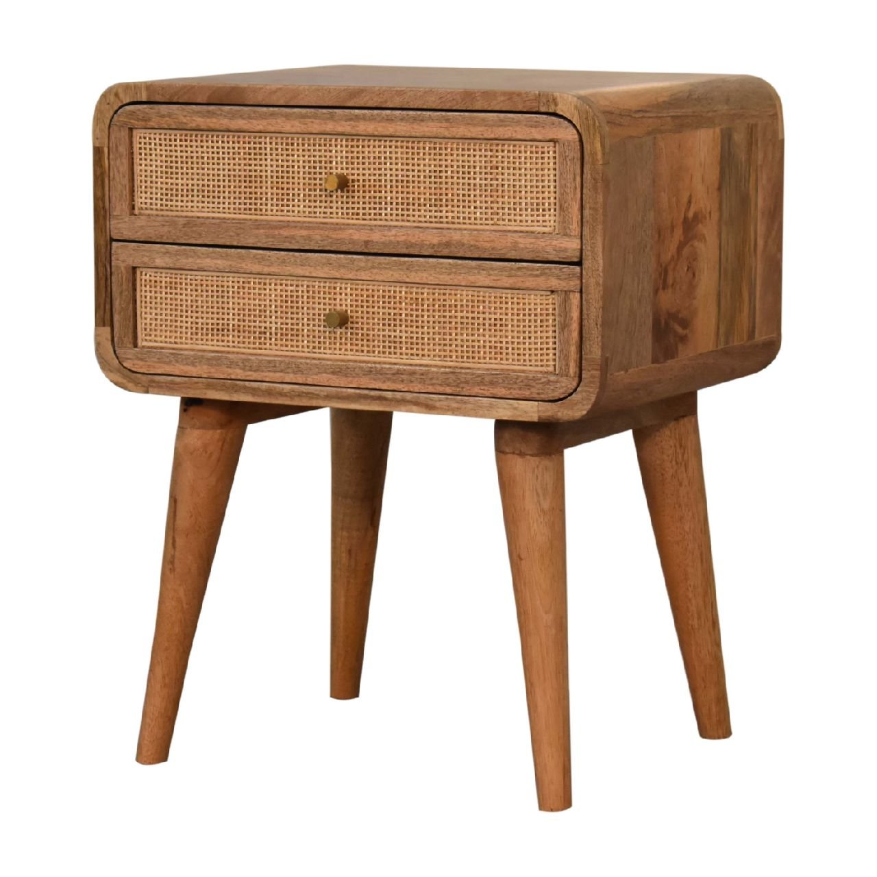 Oak Solid Wood Contemporary Nightstand with 2 Drawers - Image 4