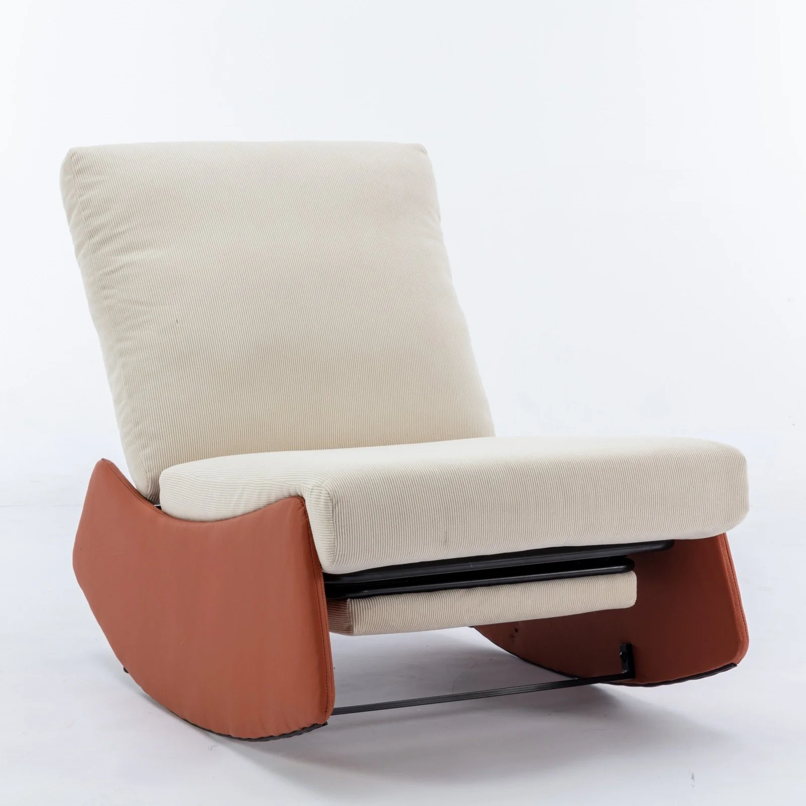 Orange Corduroy Modern Rocking Chair - Image 3