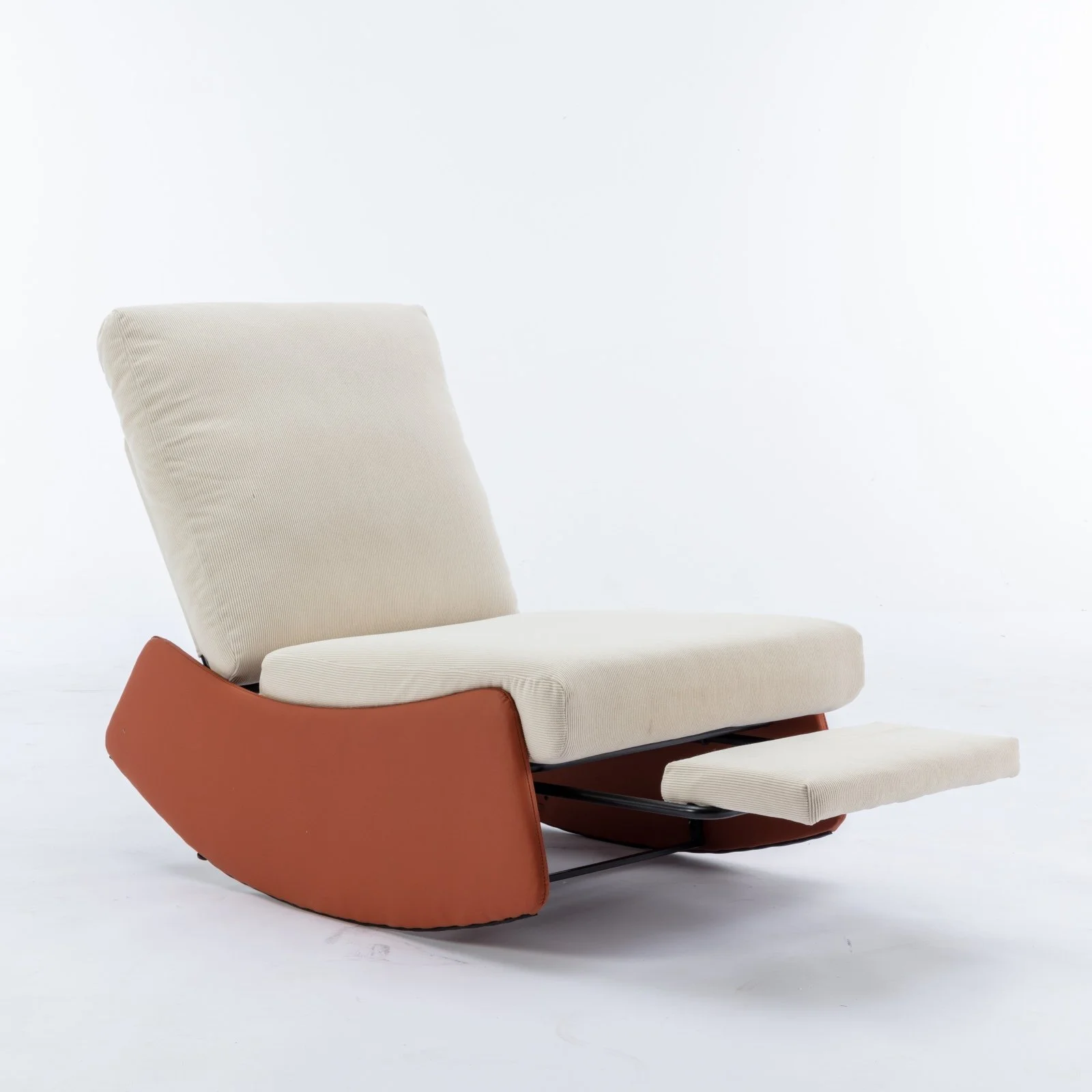 Orange Corduroy Modern Rocking Chair - Image 4