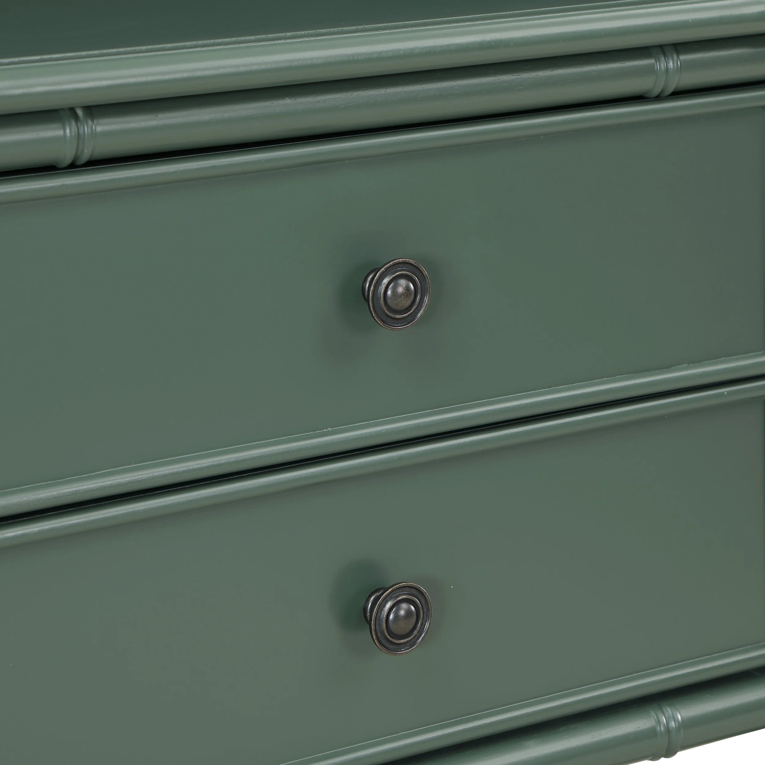 Antique Green Vintage Nightstand with 2 Drawers - Image 4