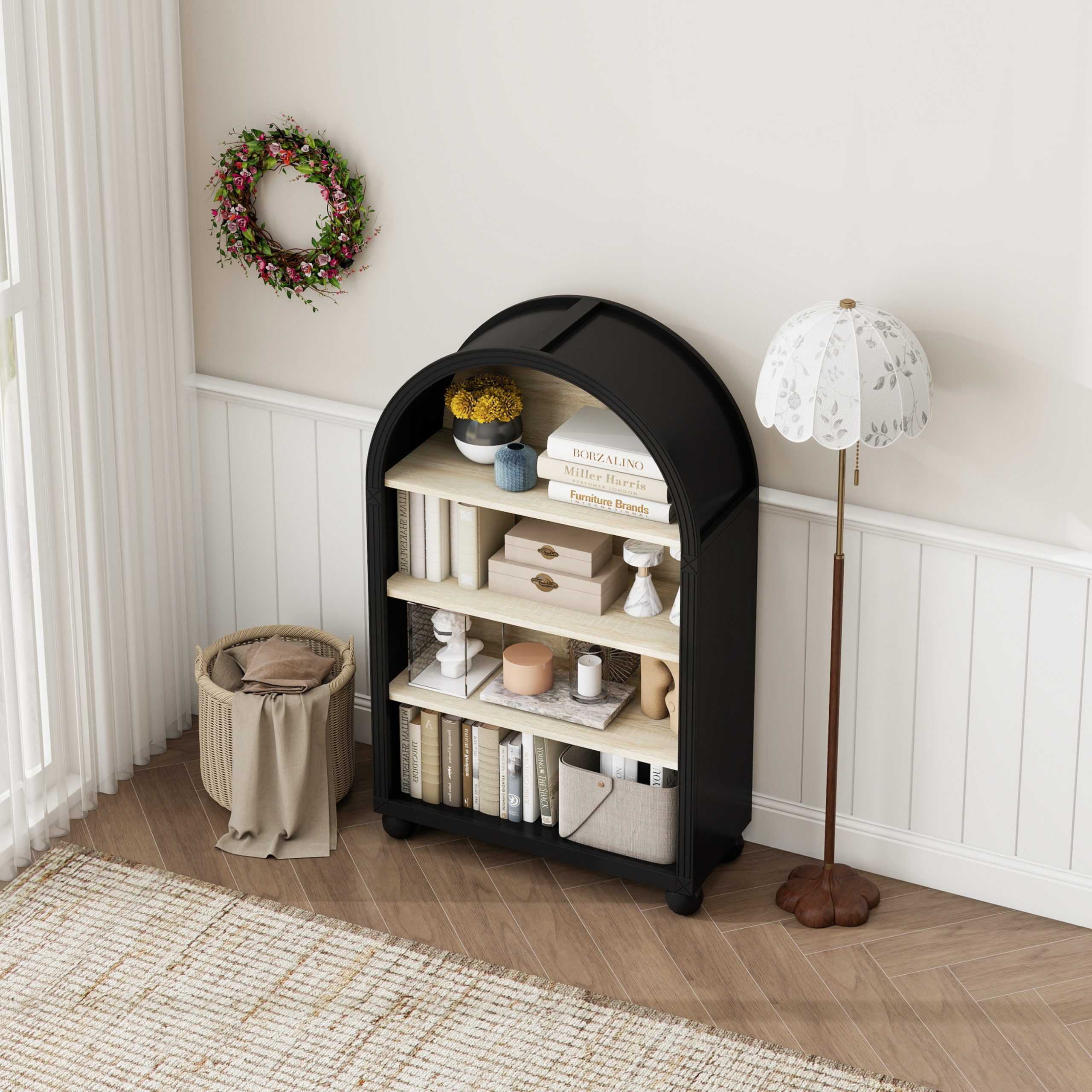 Black Storage Cabinet - Nora Lane Home furniture - Metal accent - 34.25 x 19.3 x 7.87 in