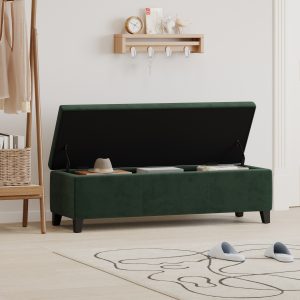 Green Solid Wood Storage Bench - Nora Lane Home furniture - Solid wood, Upholstered - 52.56 x 18.31 x 14.17 in
