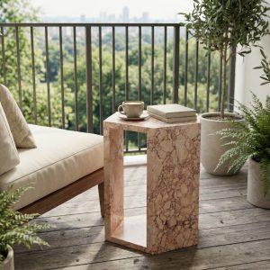 Natural Wood Marble Tables - Nora Lane Home furniture - Glass detail, Marble detail - 24 x 21 x 19 in
