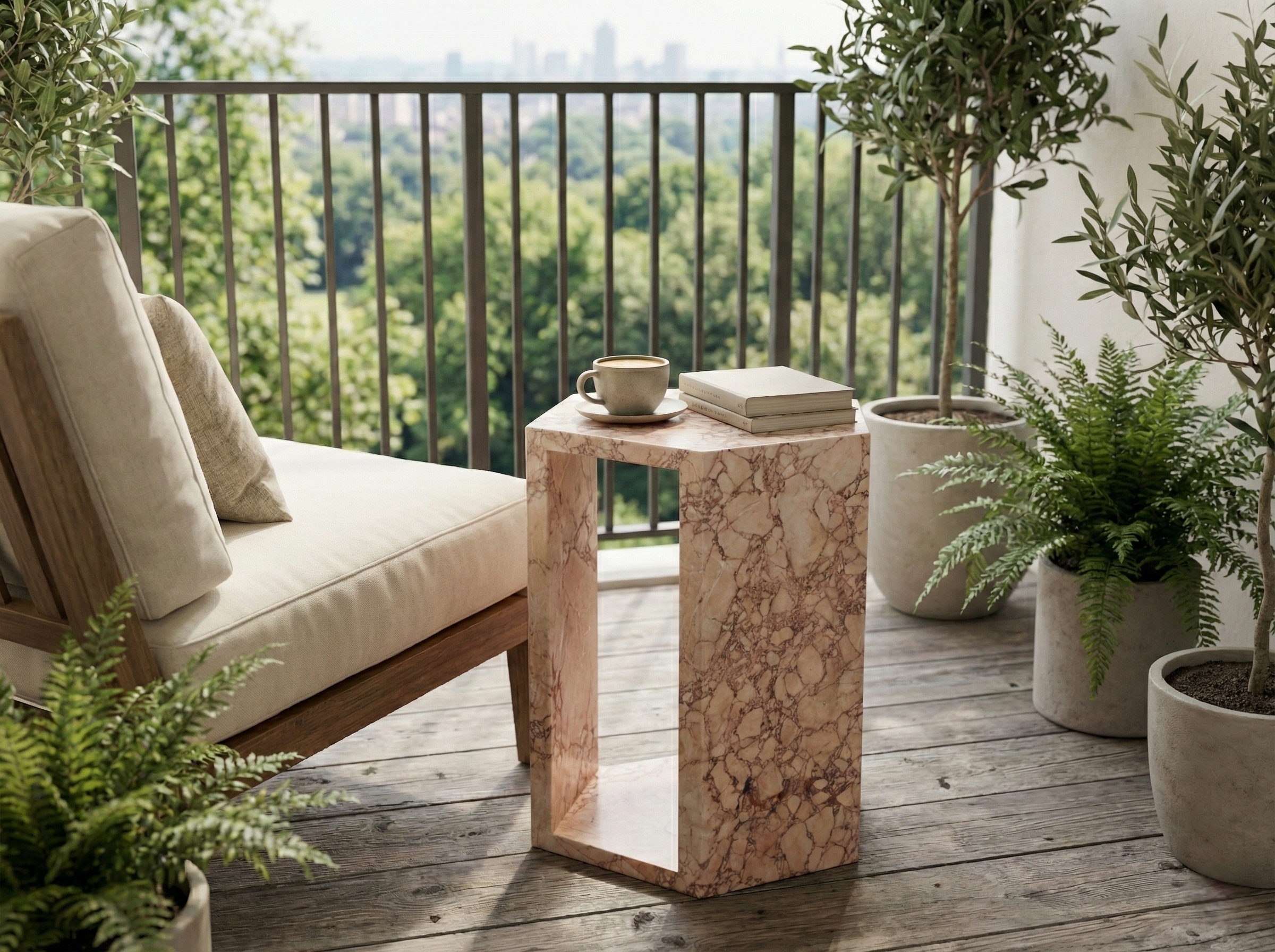 Natural Wood Marble Tables - Nora Lane Home furniture - Glass detail, Marble detail - 24 x 21 x 19 in