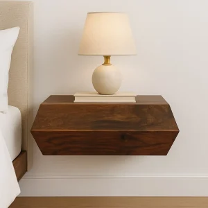 Brown Solid Wood Wall-Mounted Nightstand